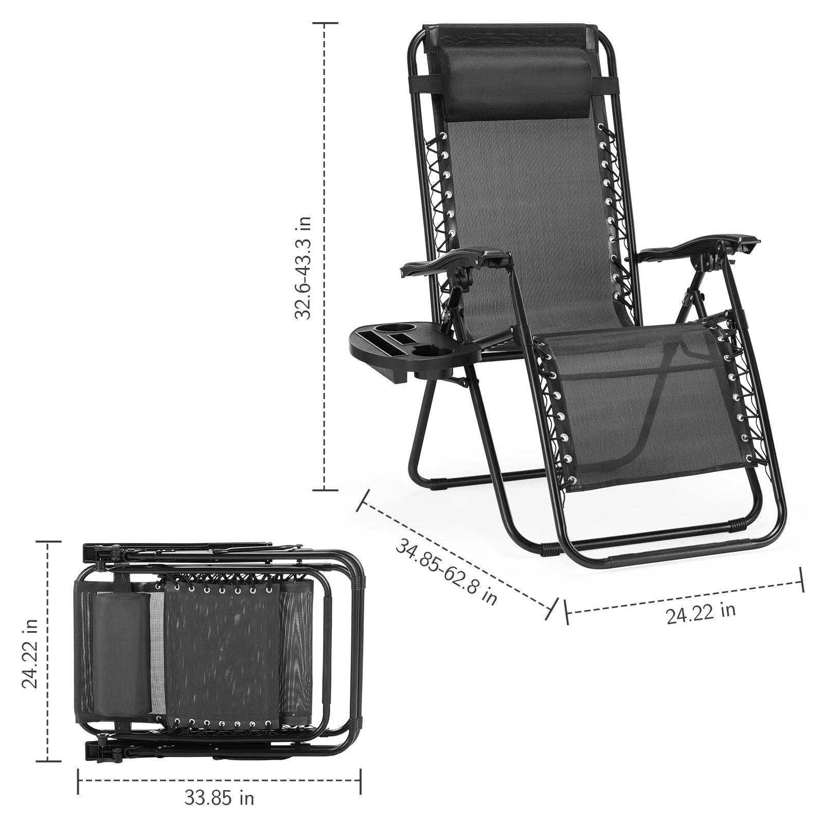 CampZen: Adjustable Zero Gravity Chair Set with Trays