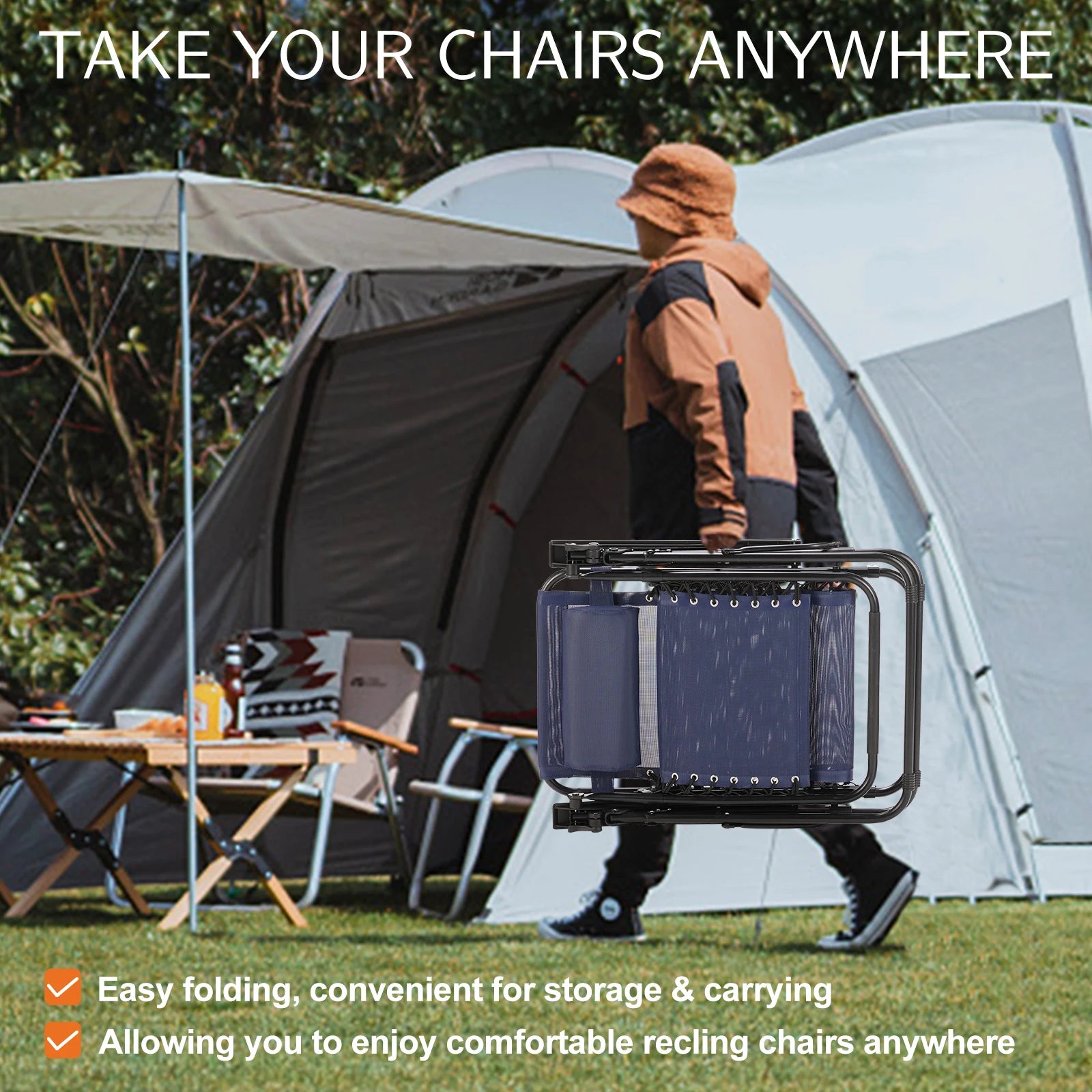 CampZen: Adjustable Zero Gravity Chair Set with Trays