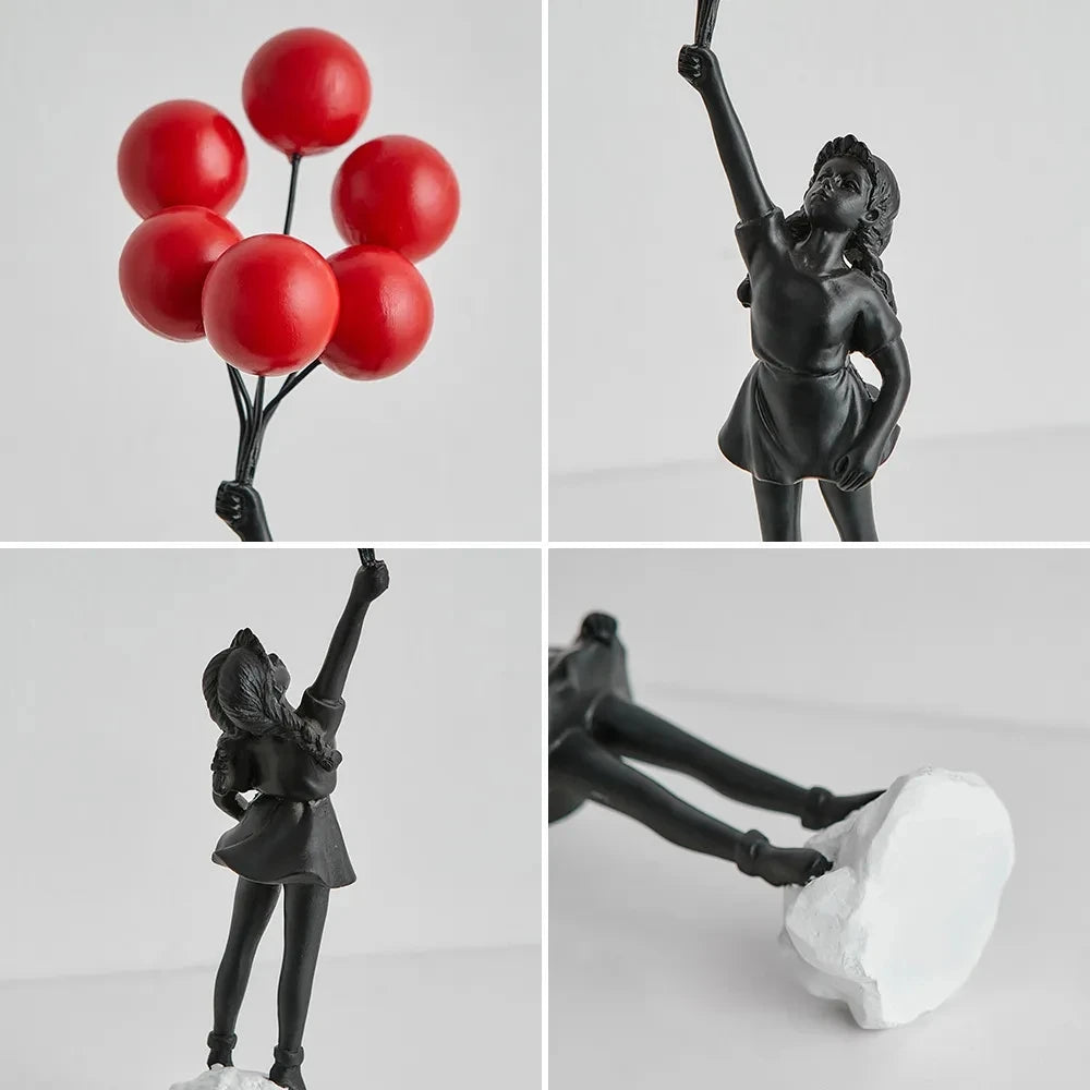 Lifted Grace: Modern Balloon Girl Figurine