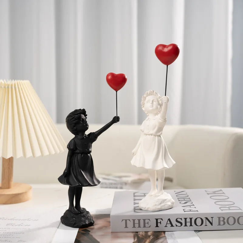 Lifted Grace: Modern Balloon Girl Figurine