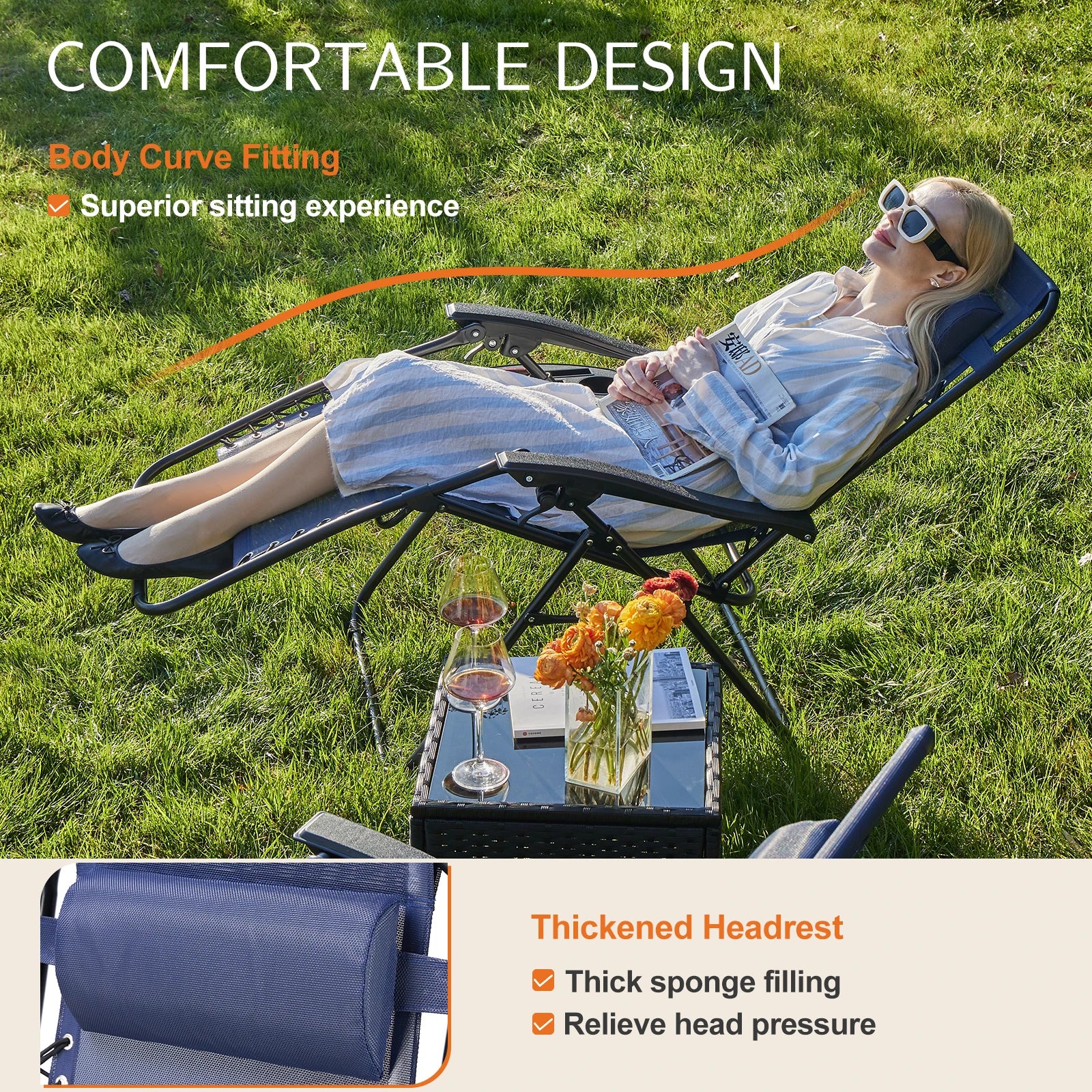 CampZen: Adjustable Zero Gravity Chair Set with Trays