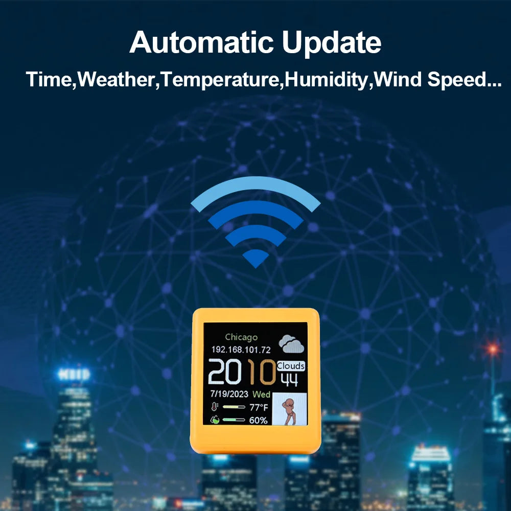 GIFClock Mini: WiFi Weather Display with Pixel Art Fun