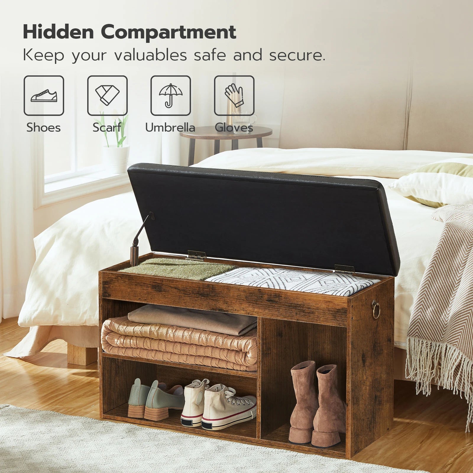 Entryway Bench with Flip-Open Storage