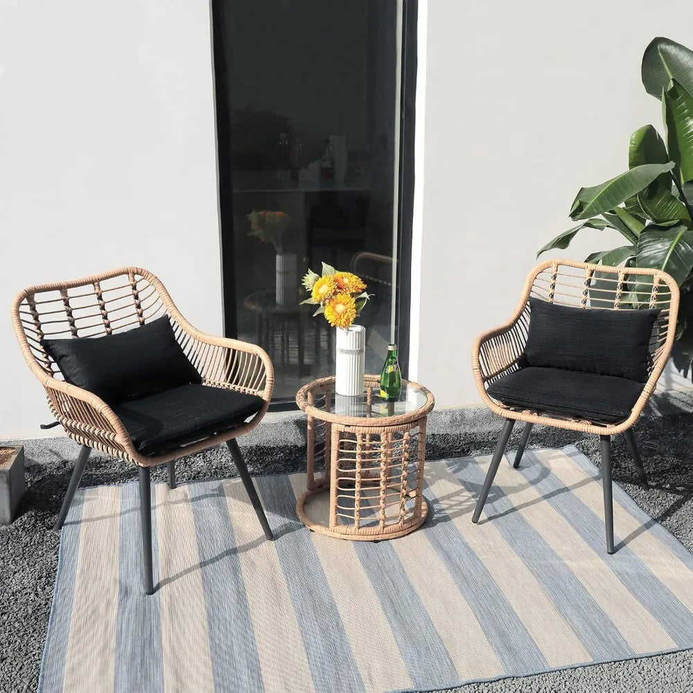 WickerEase: Outdoor Furniture Set for Balcony & Porch