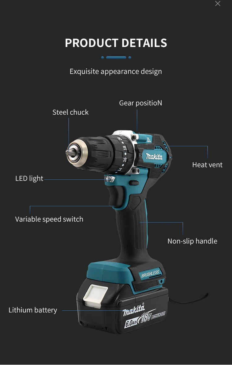 Makita DDF487: 18V Compact Brushless Cordless Drill Driver