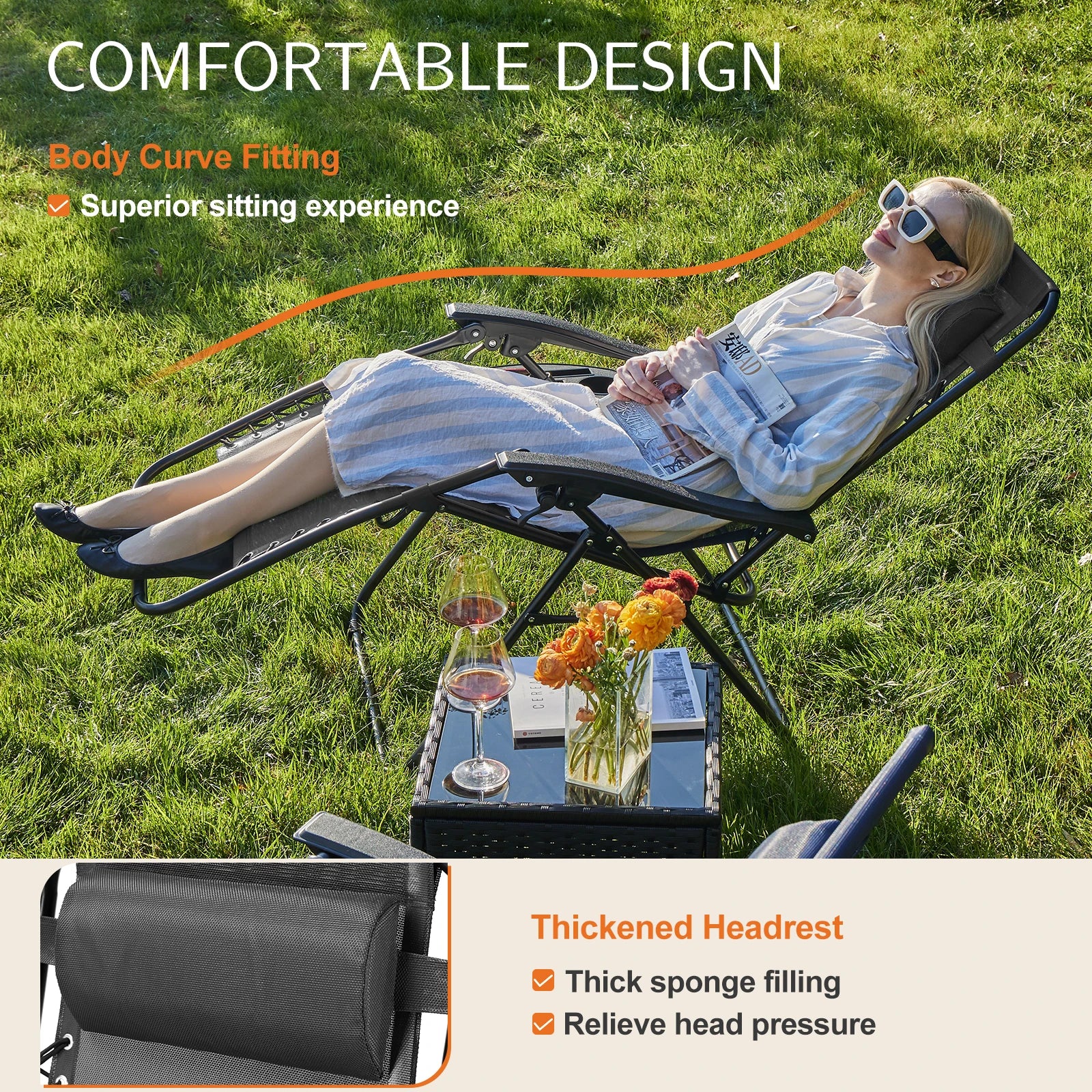 CampZen: Adjustable Zero Gravity Chair Set with Trays