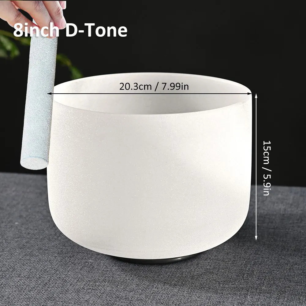 8 Inch Pure White Crystal Singing Bowl Including Sheepskin Mallet