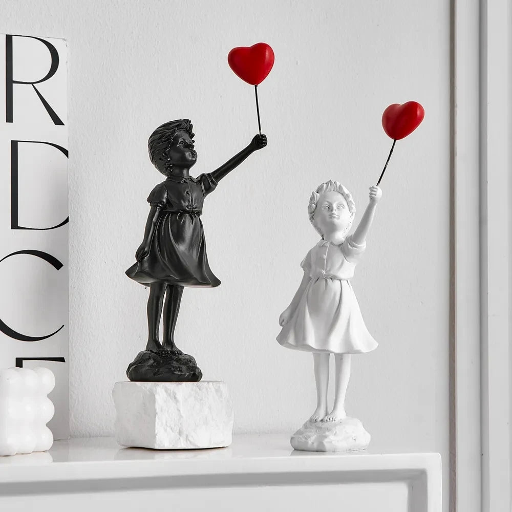 Lifted Grace: Modern Balloon Girl Figurine