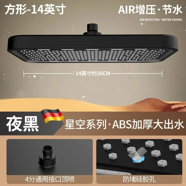Big Panel Flow Ceiling Mounted Supercharge Shower Head Set
