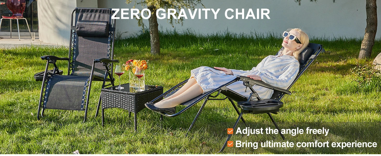 CampZen: Adjustable Zero Gravity Chair Set with Trays