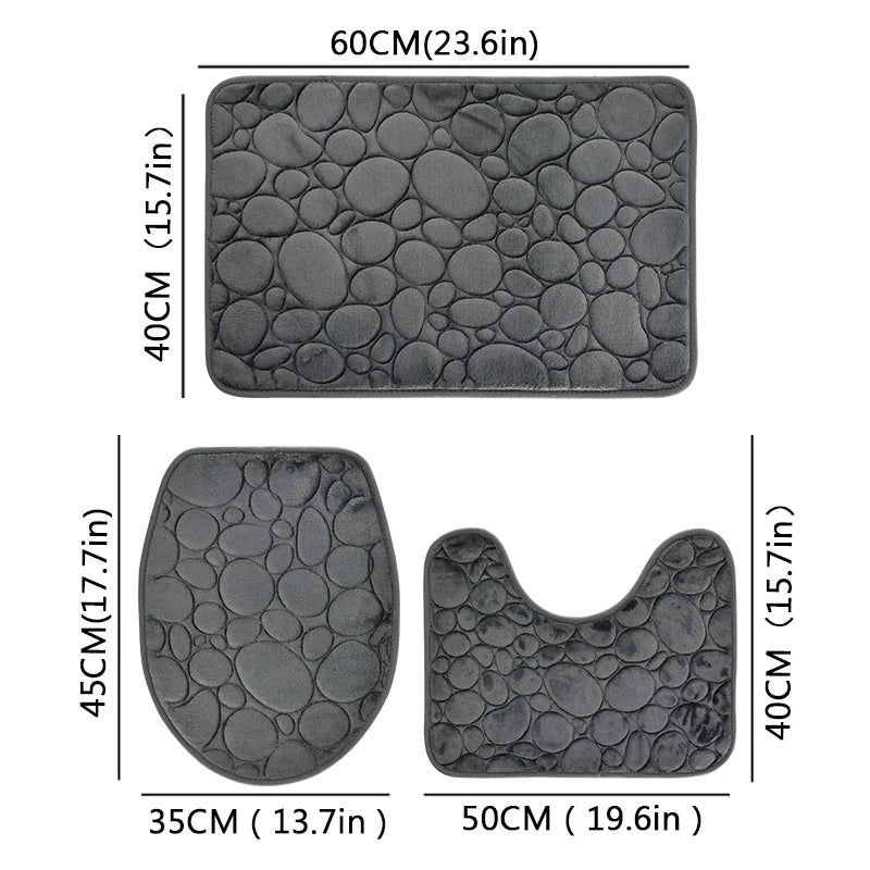 Solid Color Bathroom Floor Mat Three-piece Set