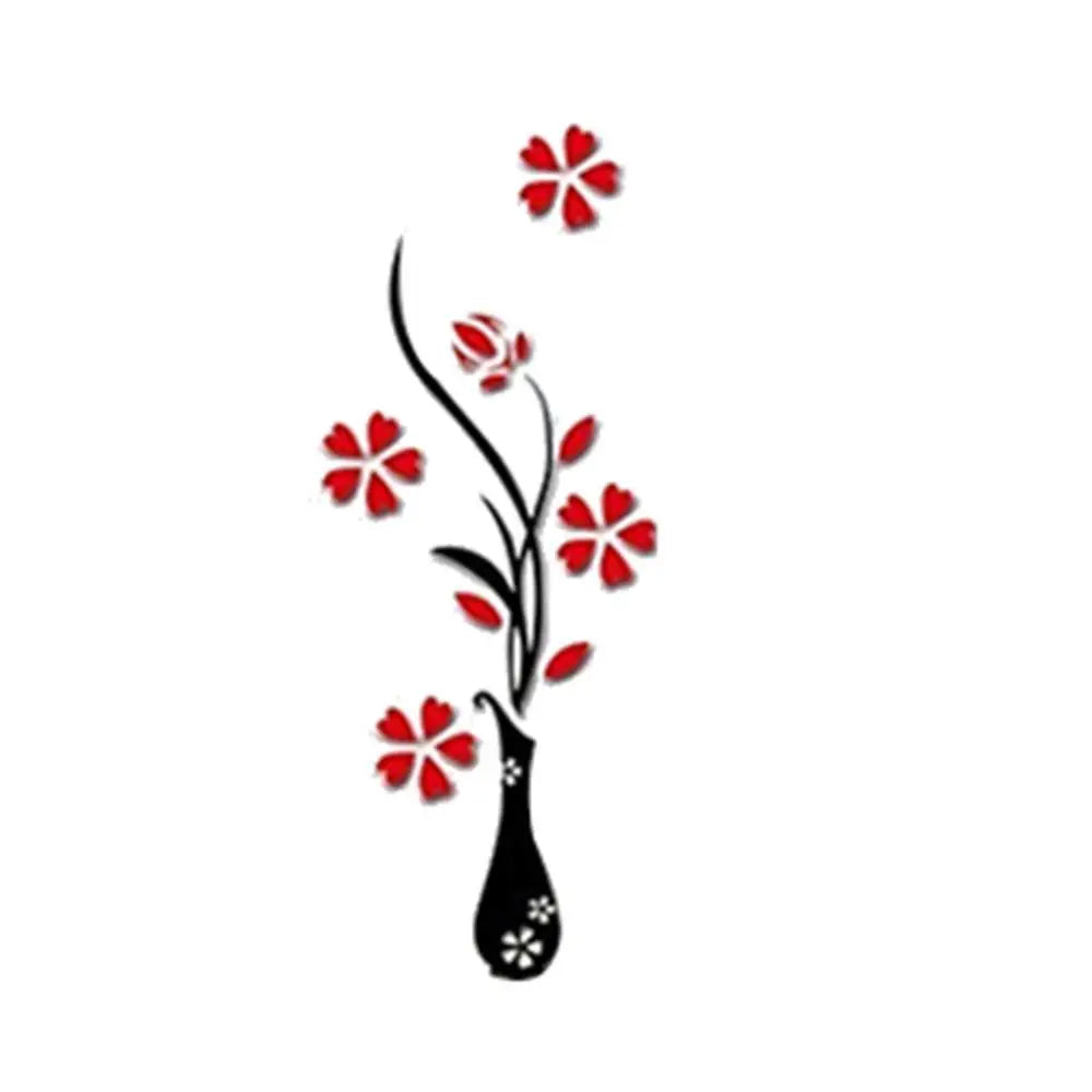 3D Acrylic Flower Vase Wall Sticker