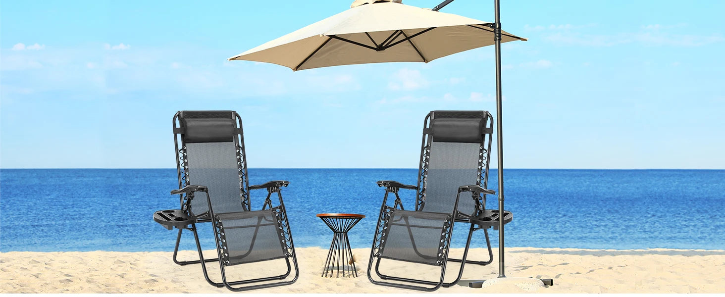 CampZen: Adjustable Zero Gravity Chair Set with Trays