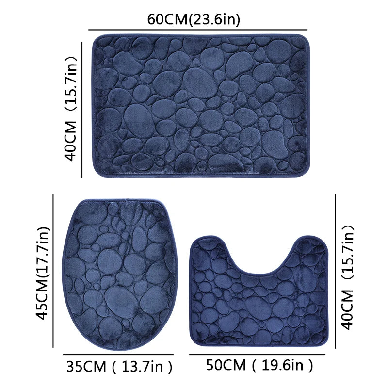 Solid Color Bathroom Floor Mat Three-piece Set