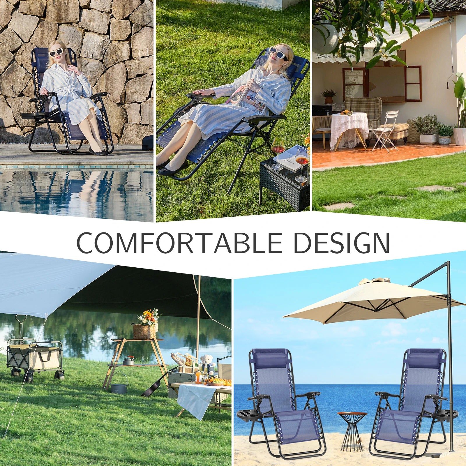 CampZen: Adjustable Zero Gravity Chair Set with Trays