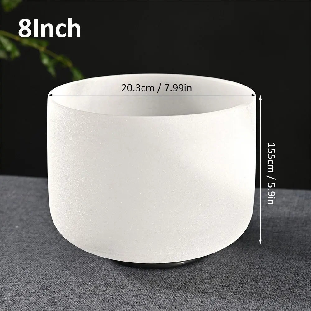 8 Inch Pure White Crystal Singing Bowl Including Sheepskin Mallet