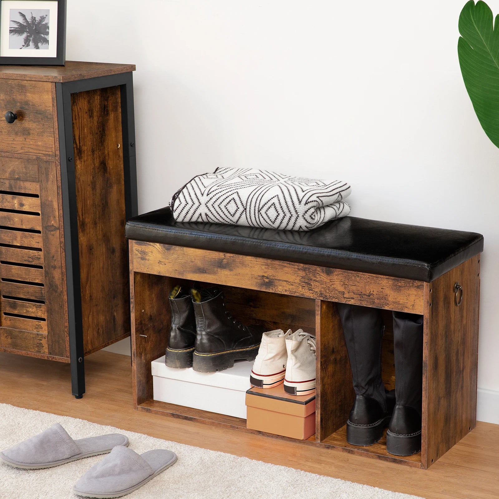 Entryway Bench with Flip-Open Storage
