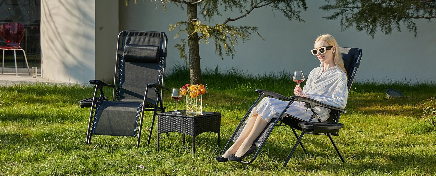CampZen: Adjustable Zero Gravity Chair Set with Trays