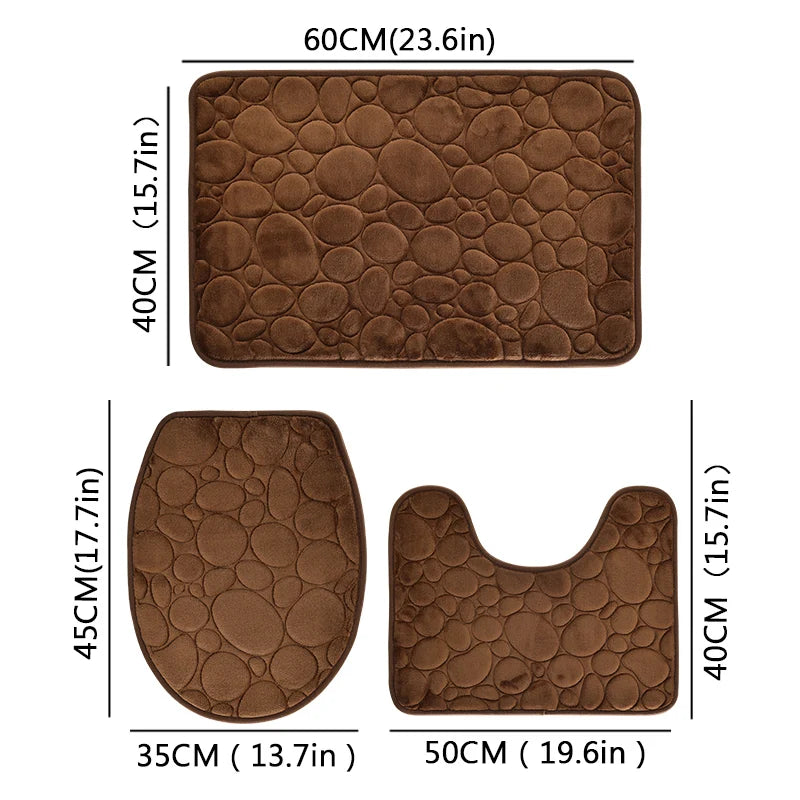 Solid Color Bathroom Floor Mat Three-piece Set