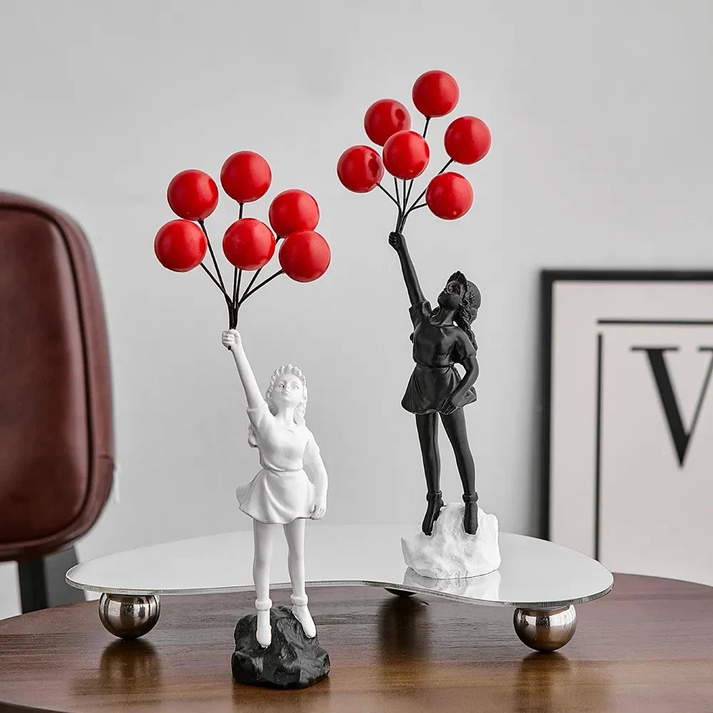 Lifted Grace: Modern Balloon Girl Figurine