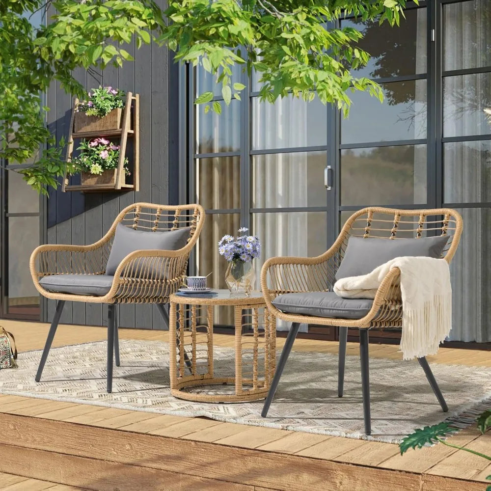 WickerEase: Outdoor Furniture Set for Balcony & Porch