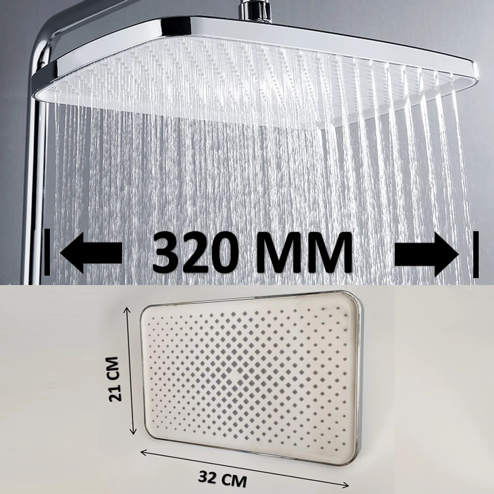 Big Panel Flow Ceiling Mounted Supercharge Shower Head Set