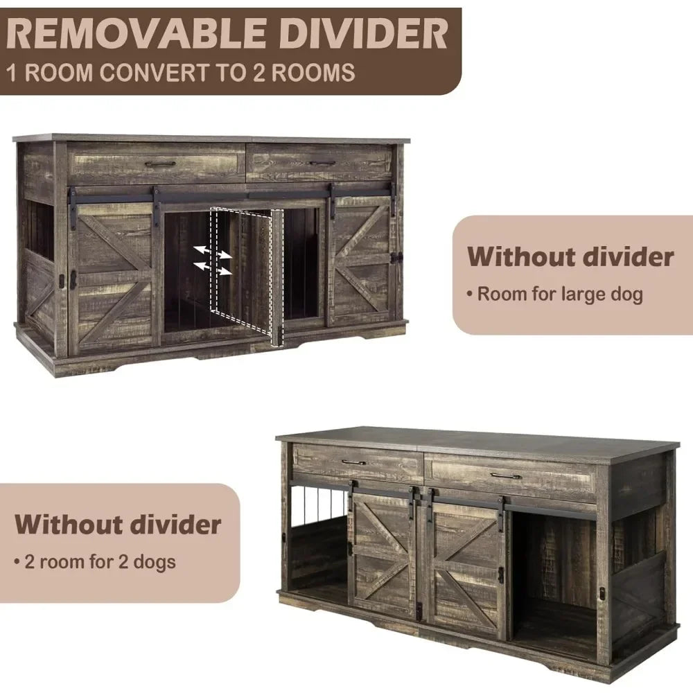 PawPalace: Double Dog Crate & Multi-Functional Kennel Furniture