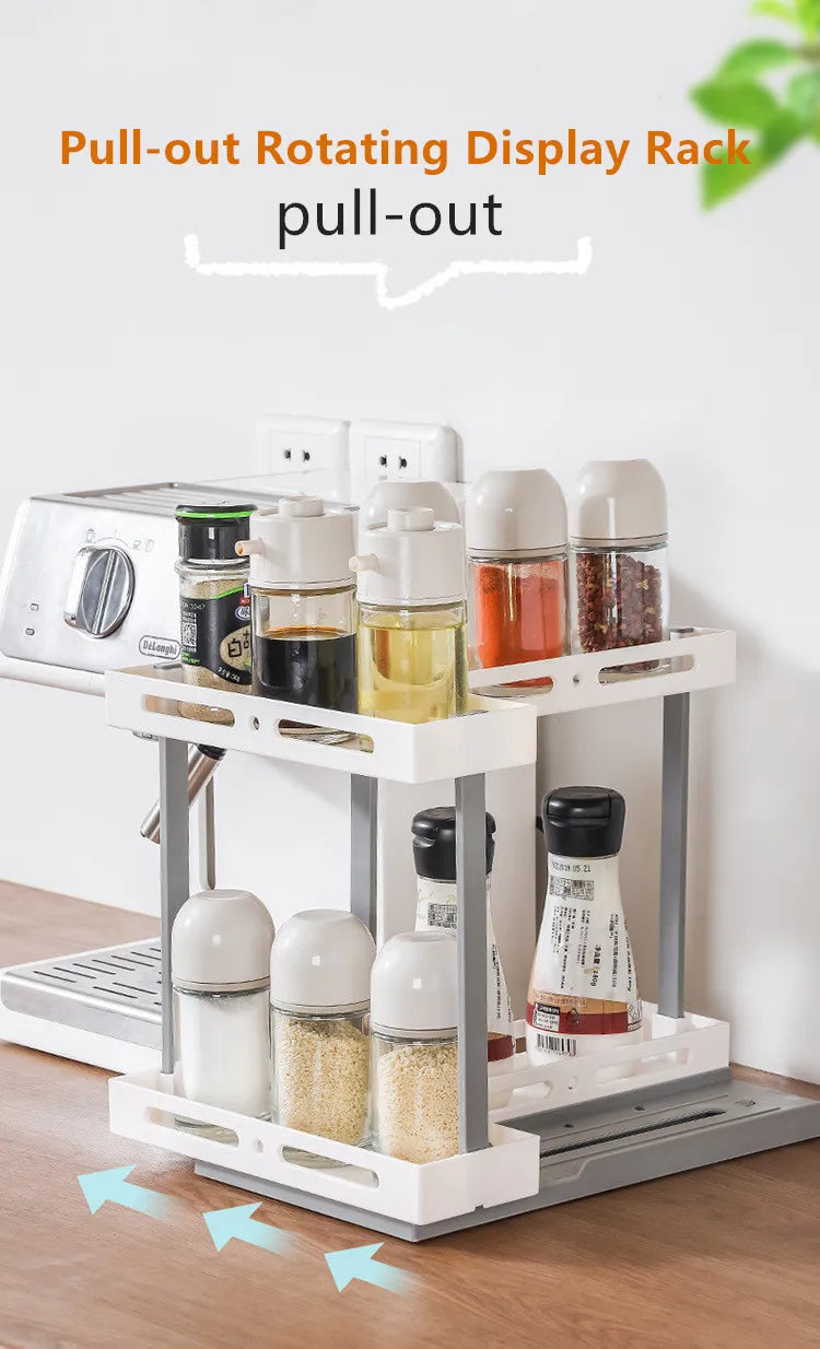 Cupboard Storage Spice Shelf Rotating Organizer