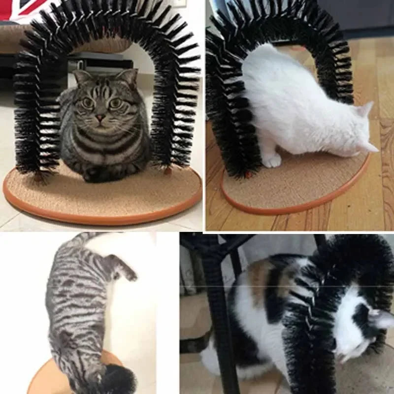 Self-Grooming Cat Arch with Scratch Pad