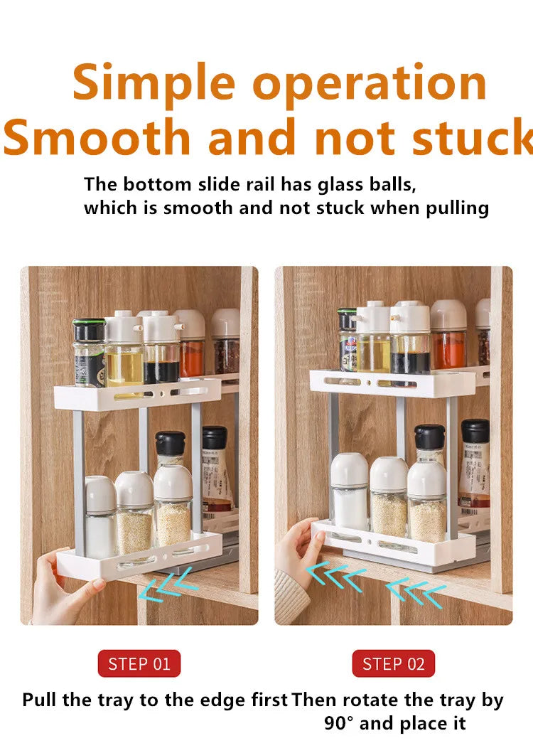 Cupboard Storage Spice Shelf Rotating Organizer