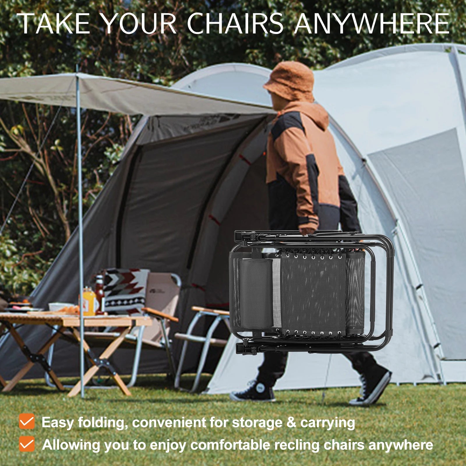 CampZen: Adjustable Zero Gravity Chair Set with Trays