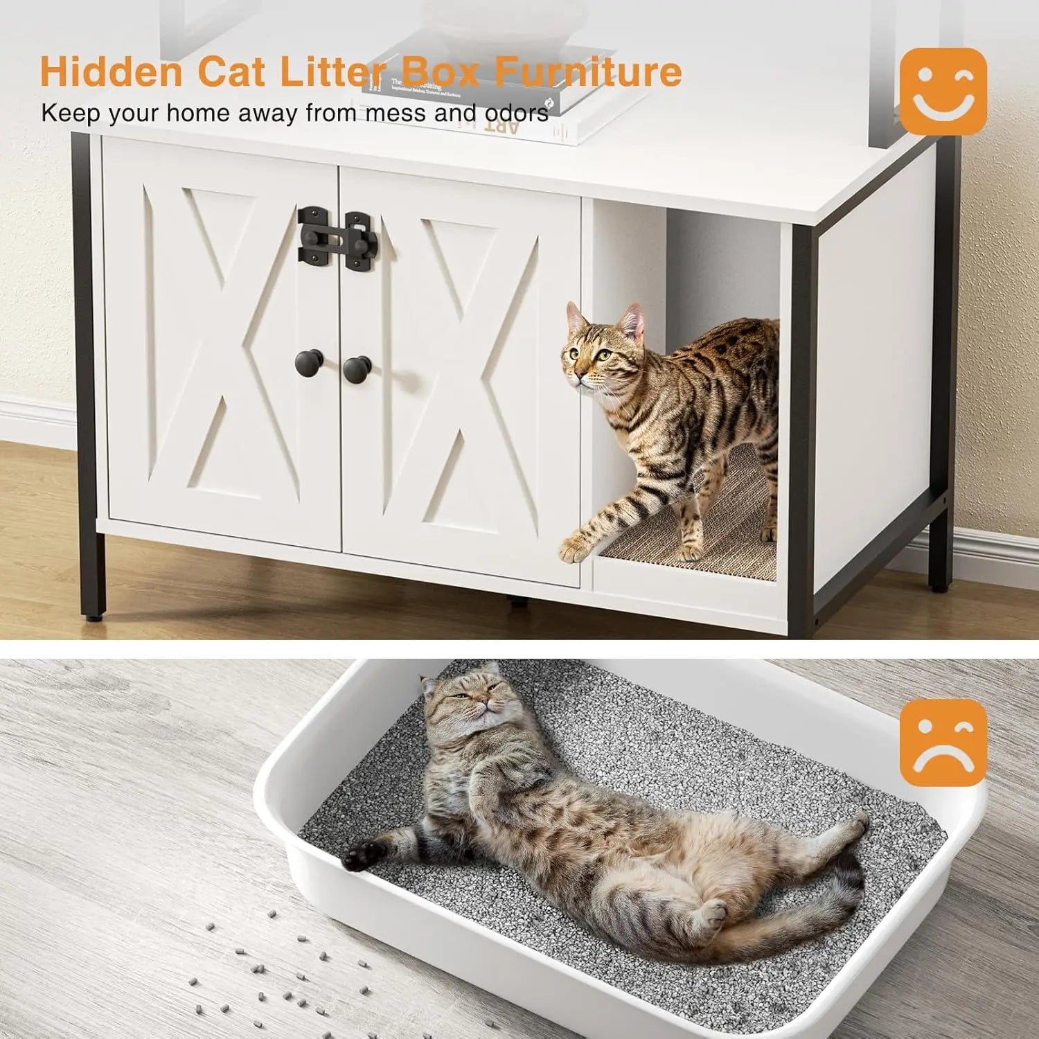 MeowDen: Stylish Cat Litter Box Enclosure & Storage Cabinet
