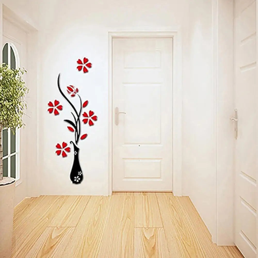 3D Acrylic Flower Vase Wall Sticker