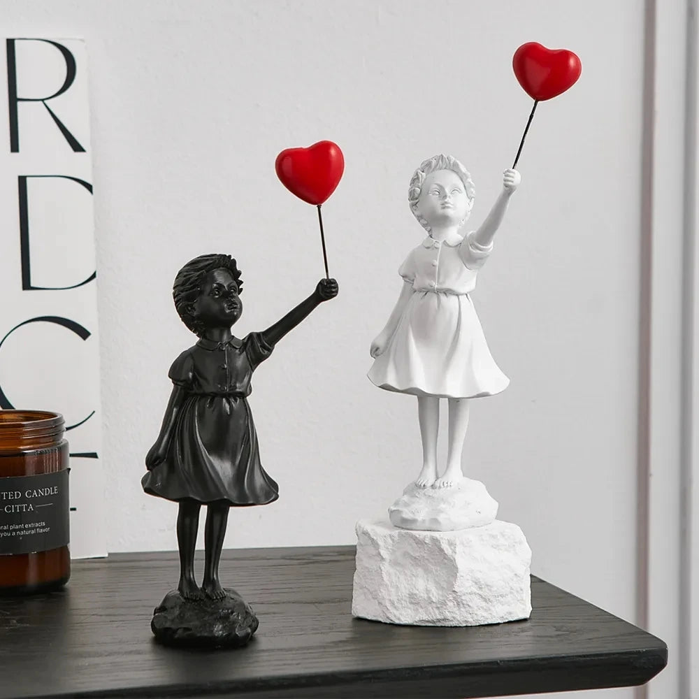 Lifted Grace: Modern Balloon Girl Figurine