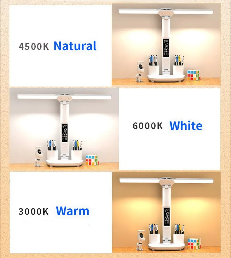 LED Clock Dimmable Desk Lamp