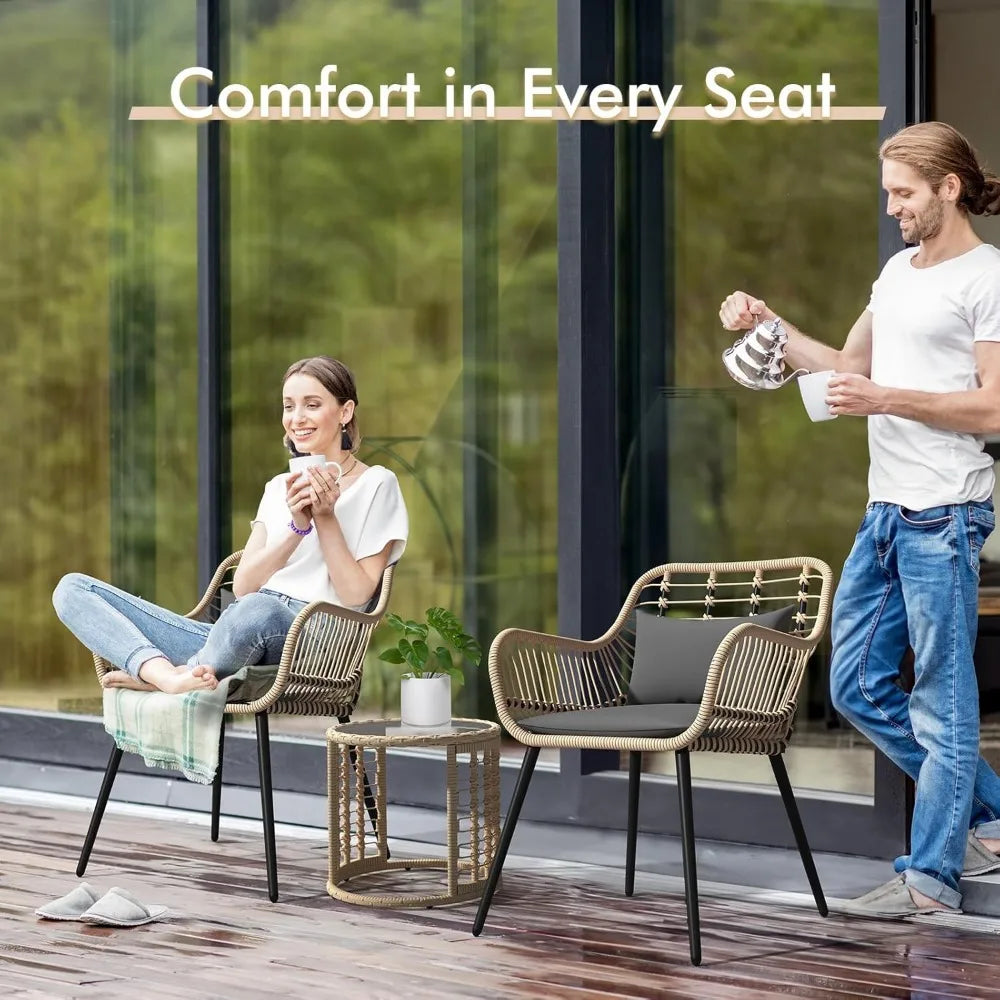WickerEase: Outdoor Furniture Set for Balcony & Porch