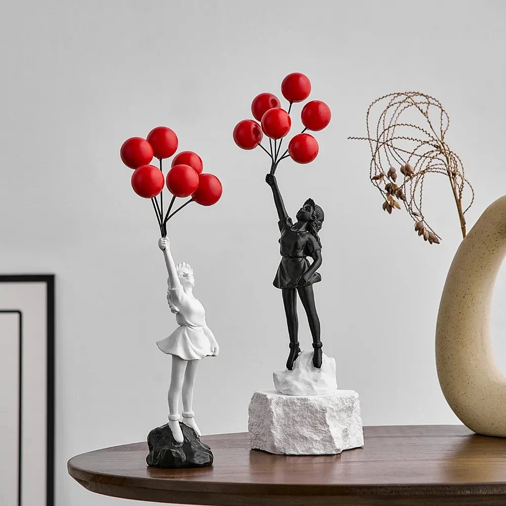 Lifted Grace: Modern Balloon Girl Figurine
