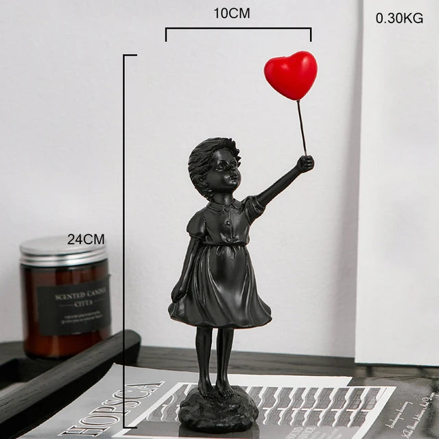 Lifted Grace: Modern Balloon Girl Figurine
