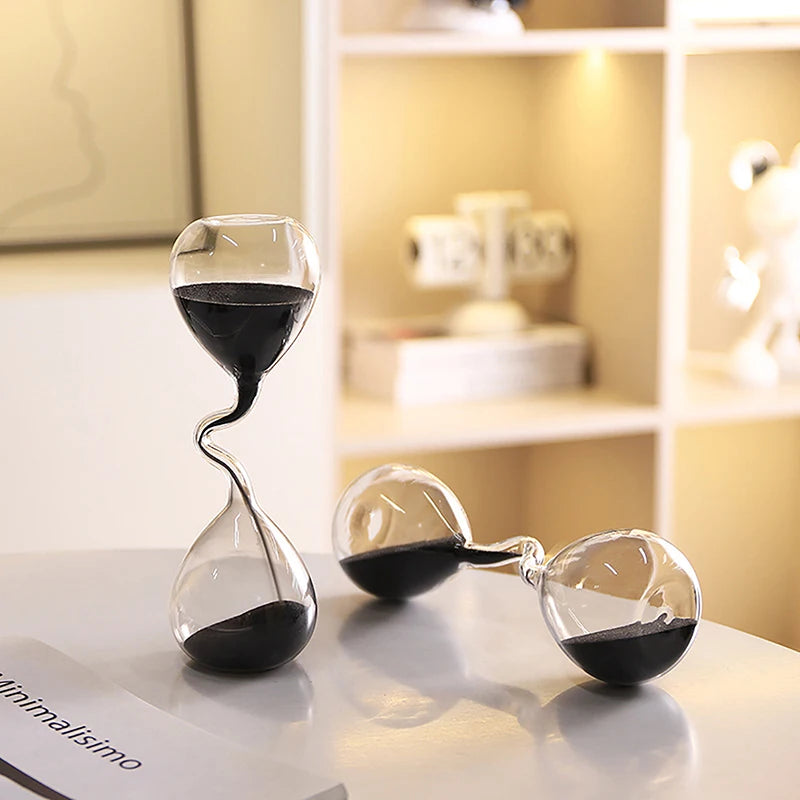 EclipseHour: Modern Black Hourglass Sand Timer