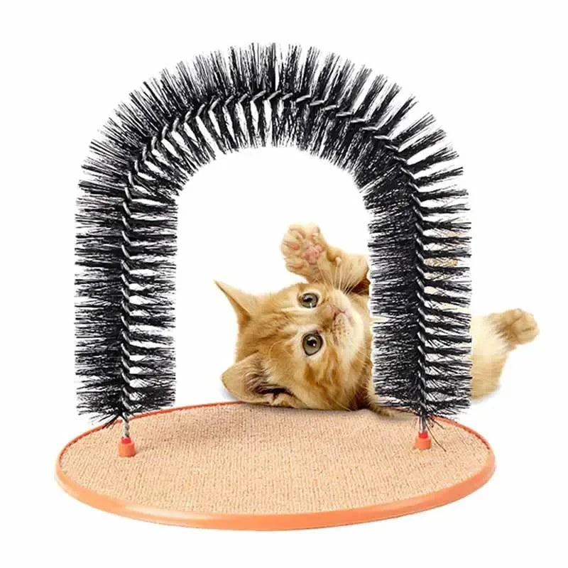 Self-Grooming Cat Arch with Scratch Pad
