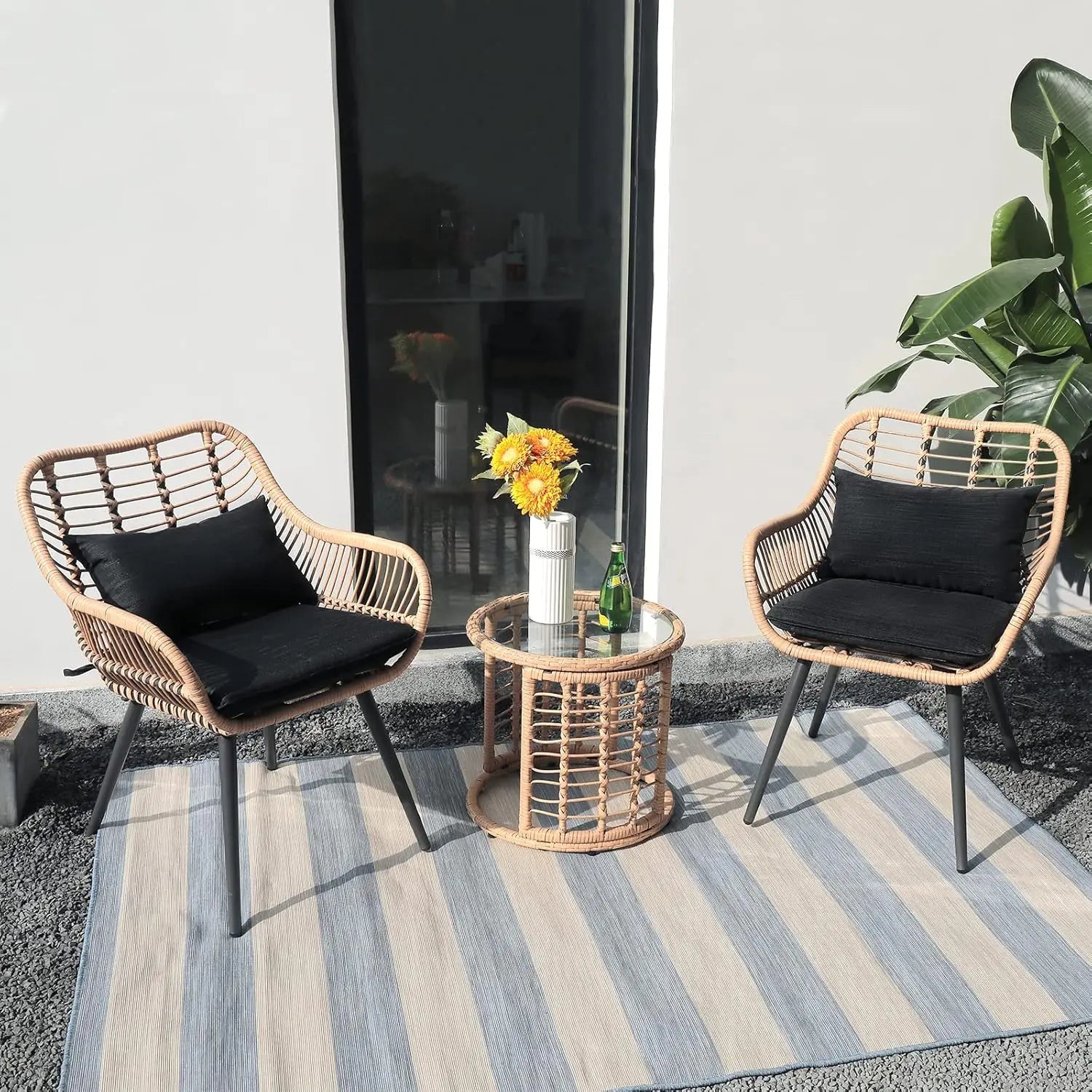 WickerEase: Outdoor Furniture Set for Balcony & Porch