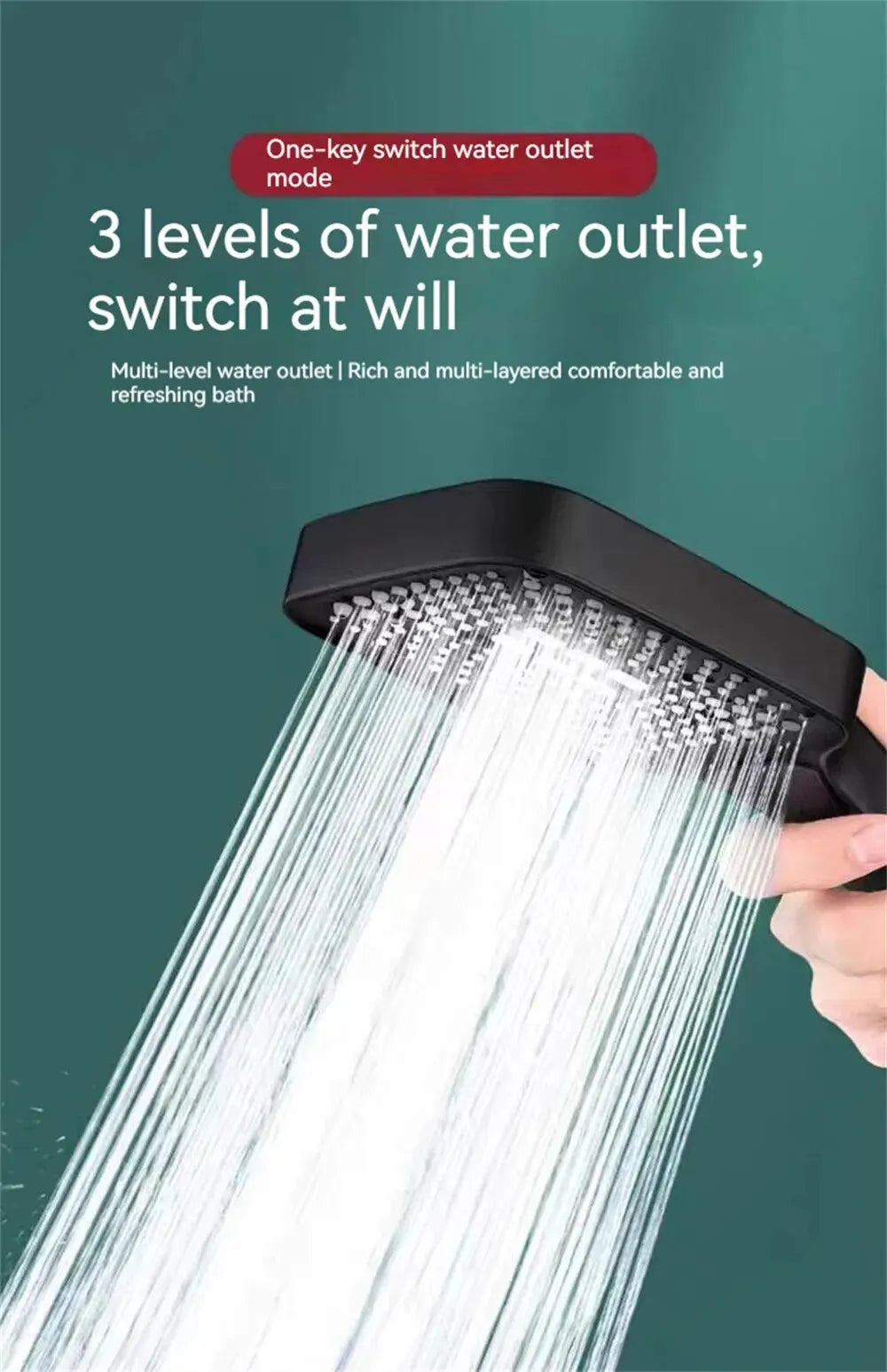 Adjustable 3-Mode Rainfall Shower Head