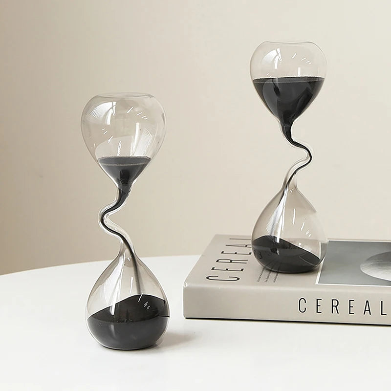 EclipseHour: Modern Black Hourglass Sand Timer