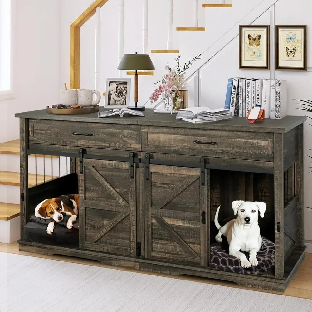 PawPalace: Double Dog Crate & Multi-Functional Kennel Furniture