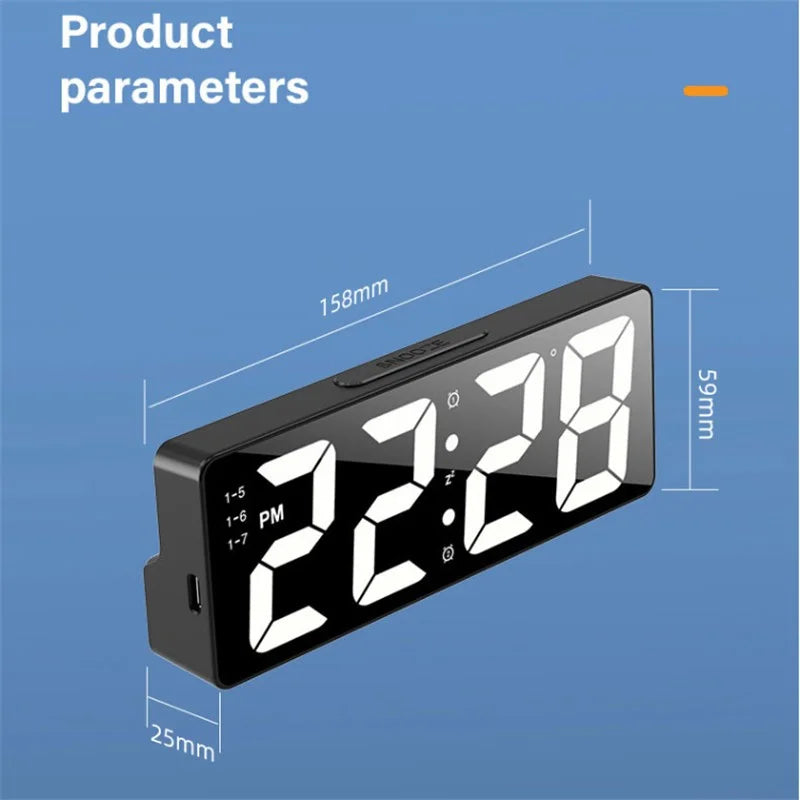 BrightCore: Smart LED Alarm Clock with Temp & Dual Format Time