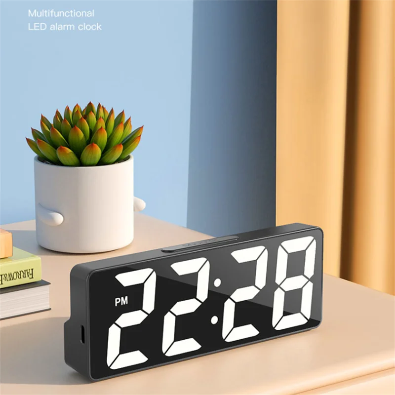 BrightCore: Smart LED Alarm Clock with Temp & Dual Format Time