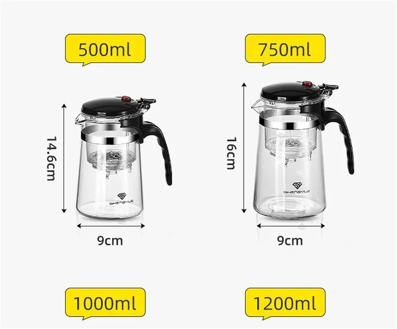 SereniTea Press: Glass Teapot with Built-In Separator