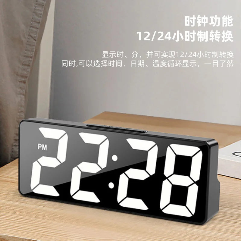 BrightCore: Smart LED Alarm Clock with Temp & Dual Format Time