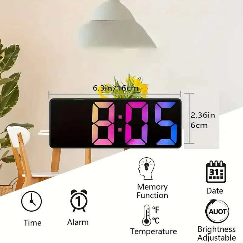 BrightCore: Smart LED Alarm Clock with Temp & Dual Format Time