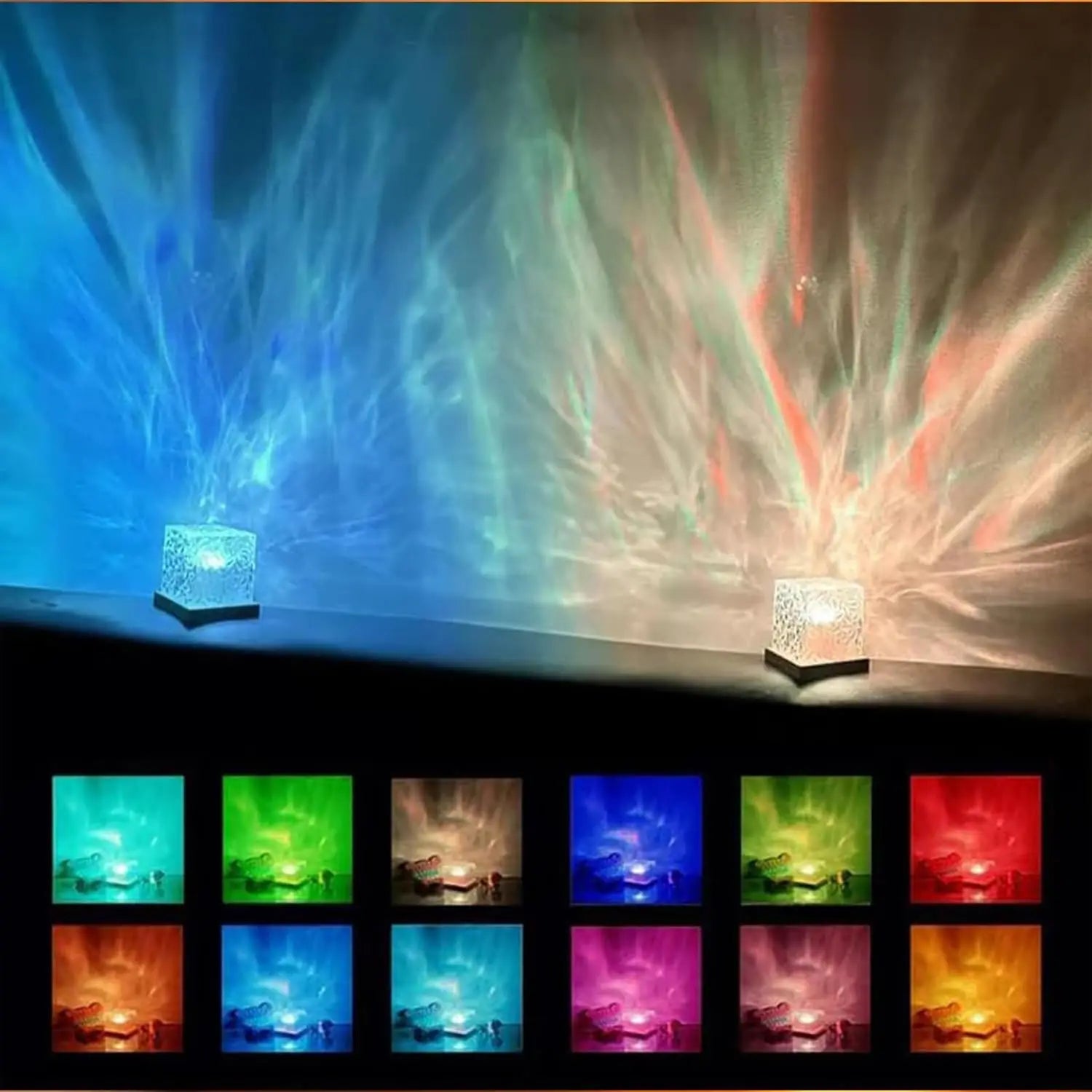 AquaAura: Ocean Wave & Aurora Projector Lamp (16 Colors)